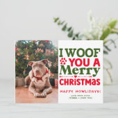 カスタムドッグフォトメリークリスマスパピー写真 シーズンカード (スタンド正面)