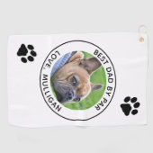 カスタムドッグフォト最高のパパバイパー白黒 ゴルフタオル (横)