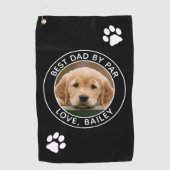 カスタムドッグフォト最高のパパバイパー白黒 ゴルフタオル (正面)