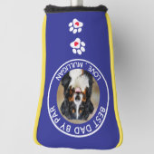 カスタムドッグフォト最高のパパバイパー白黒 ゴルフヘッドカバー (回転90)