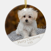 カスタムドッグペットフォトクリスマスホリデーキープサケ セラミックオーナメント (正面)
