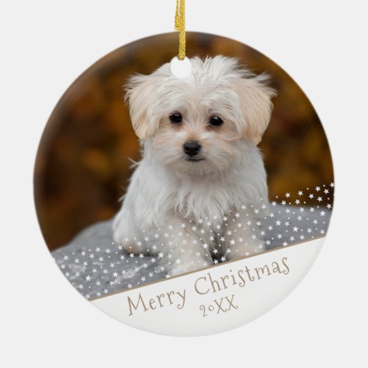 カスタムドッグペットフォトクリスマスホリデーキープサケ セラミックオーナメント (裏面)