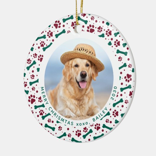 カスタムドッグペット写真DVM獣医クリスマス セラミックオーナメント (左)
