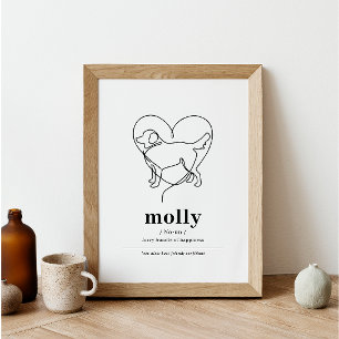 カスタムドッグポートレートゴールデンレトリバーラインアート ポスター