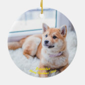 カスタムドッグ写真オーナメントユニーク、写真クリスマス セラミックオーナメント (裏面)