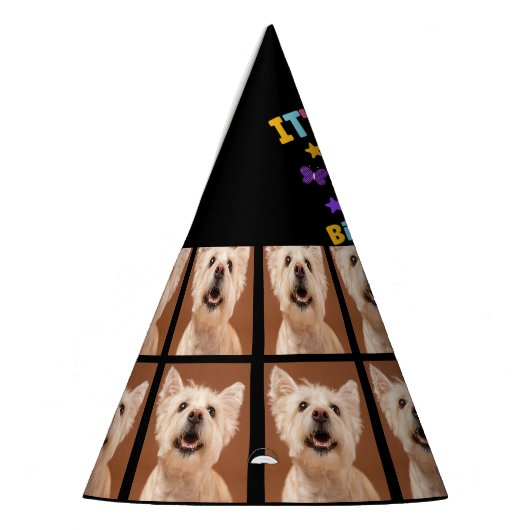 カスタムドッグ写真6th誕生日パーティーパーティーハット パーティーハット (左)
