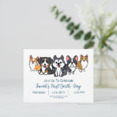 カスタムドッグ子犬の誕生日パーティーお誘い状 インビテーションポストカード (スタンド正面)