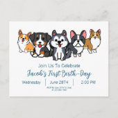 カスタムドッグ子犬の誕生日パーティーお誘い インビテーションポストカード (正面)