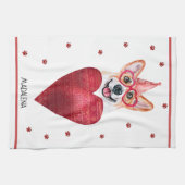 カスタムドッグ恋人バレンタインギフトコルギ キッチンタオル (横)