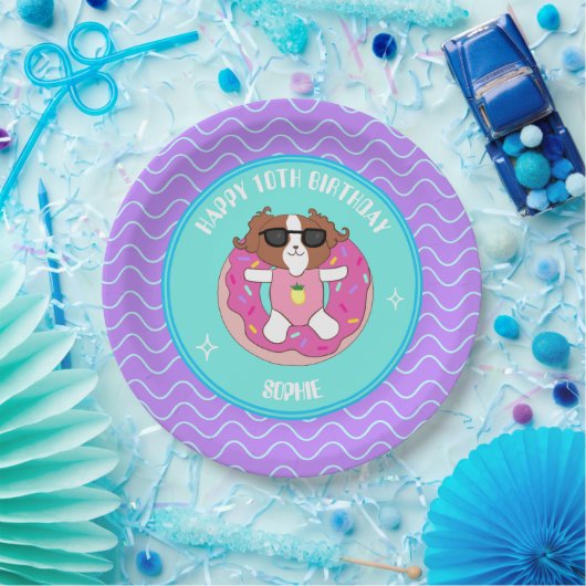 カスタムドッグ誕生日プールパーティープレート ペーパープレート (パーティー)