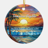 カスタムドミニカ共和国ステンフェイクドグラス セラミックオーナメント (正面)