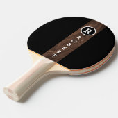 カスタムドモノグラムのウッドカラーストライプブラックカラー 卓球ラケット (正面アングル)