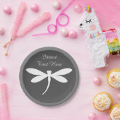 カスタムドラゴンフライ紙プレート – モノグラムまたは文字 ペーパープレート (パーティー)