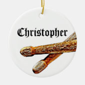 カスタムドラマーロック&ク転がリスマスミュージシャン セラミックオーナメント (正面)