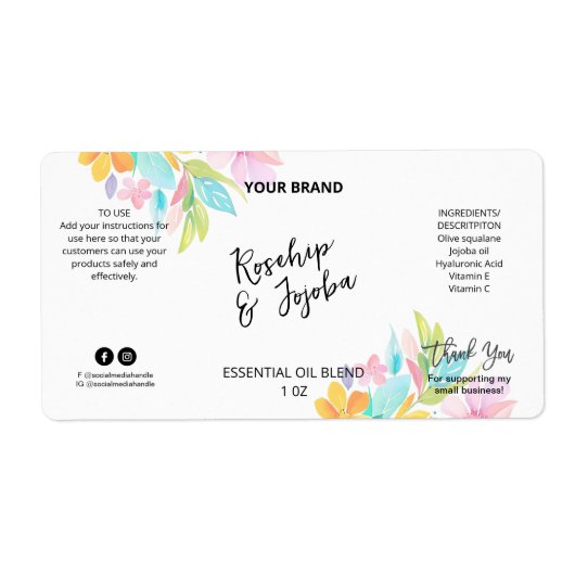 カスタムドロッカラフルパーボトル製品ラベル ラベル (正面)