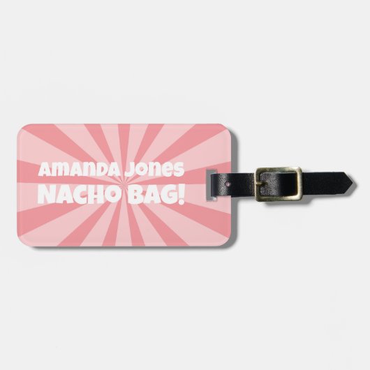 カスタムナチョバッグおもしろいレトロピンク ラゲッジタグ (正面横)
