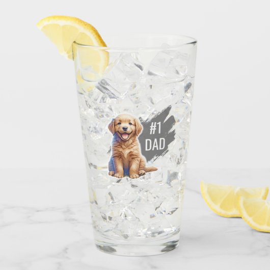 カスタムナンバーワンパパ飲みガラス タンブラーグラス (アイス正面)