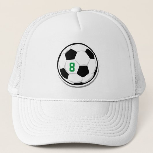 カスタムナンバー入り白黒緑サッカーボール キャップ (正面)