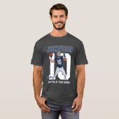 カスタムナンバー 青 フットボール シニア選手 写真 Tシャツ (正面フル)