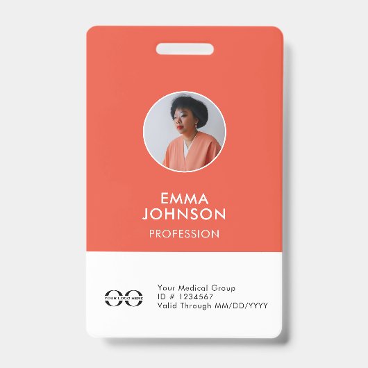 カスタムナース医の医療相談員の写真ID バッジ (表面)