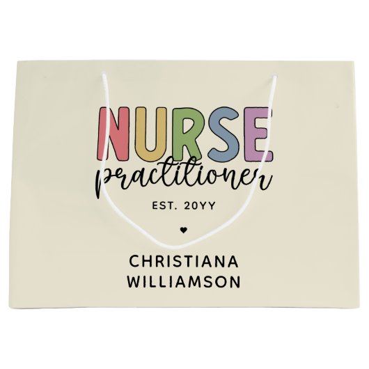 カスタムナース開業医NPナース卒業 ラージペーパーバッグ (正面)