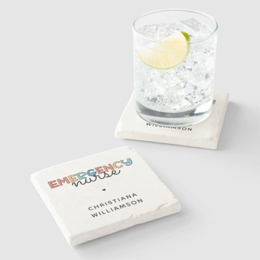 カスタムナースERナースギフトパーソナライズされた ストーンコースター (横)