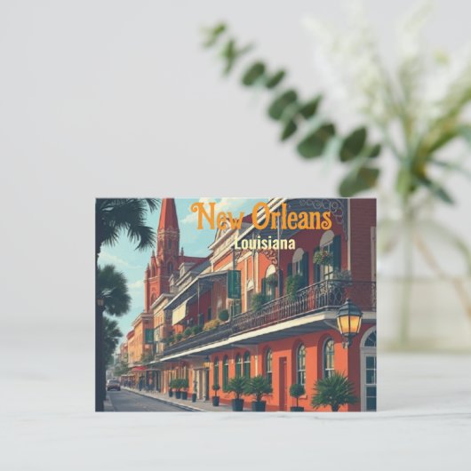カスタムニューオーリンズルイジアナトラベルアートヴィンテージ ポストカード (スタンド正面)
