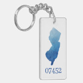 カスタムニュージャージー州図形Zipコードニューホーム キーホルダー (正面左)