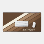 カスタムニュートラルアースストライプトーンアートオンブラウン デスクマット (キーボード&マウス)
