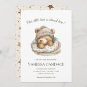 カスタムニュートラル私たちの小さな熊の赤ちゃんシャワー 招待状 (正面/裏面)