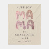 カスタムニューママベビー名日付誕生サンド赤面 フリースブランケット (正面)