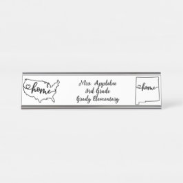 カスタムニューメキシコ州USホームラインアート デスクネームプレート