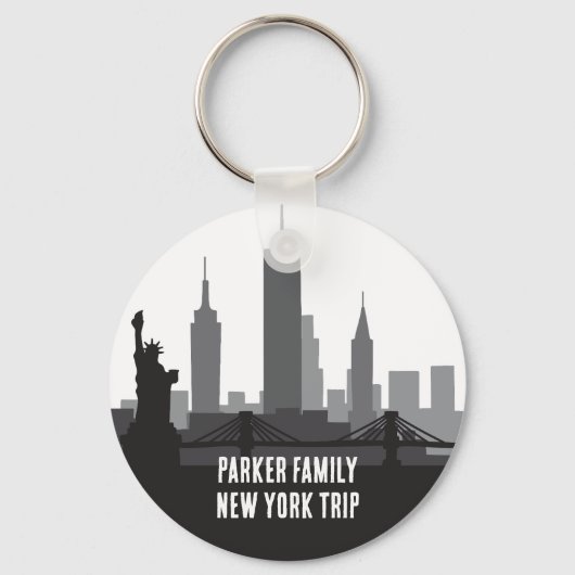 カスタムニューヨークトリップスカイライン自由の女神 キーホルダー (正面)
