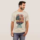 カスタムニューヨーク2026サッカーUSAフラグスカイラインファンS Tシャツ (正面フル)