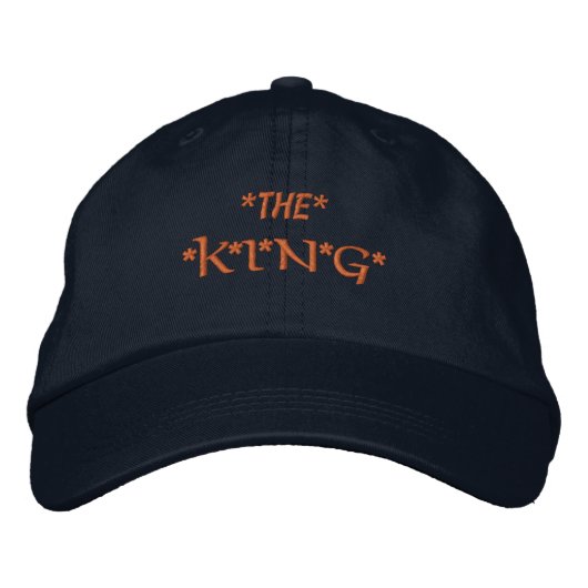 カスタムネイビーカラーのプリント KING キャップ 帽子 メンズ ボーイ (正面)