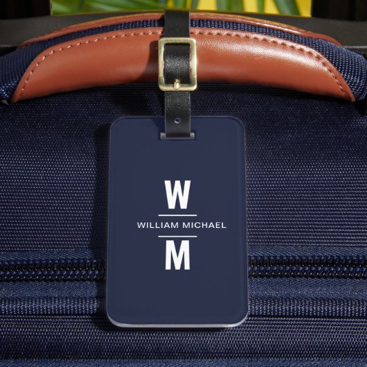 カスタムネイビーシンプルブミニマルルモダンモノグラム ラゲッジタグ (正面インサイチュ2)
