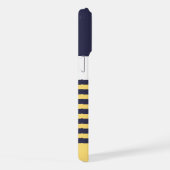 カスタムネイビーダークブルーホワイトサニーイエローストライプズ iPhoneケース (右側面)