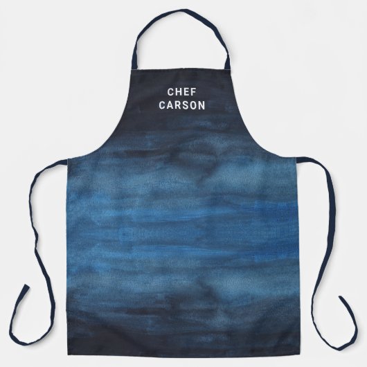 カスタムネイビーブルーシェフ名父の日 エプロン (正面)
