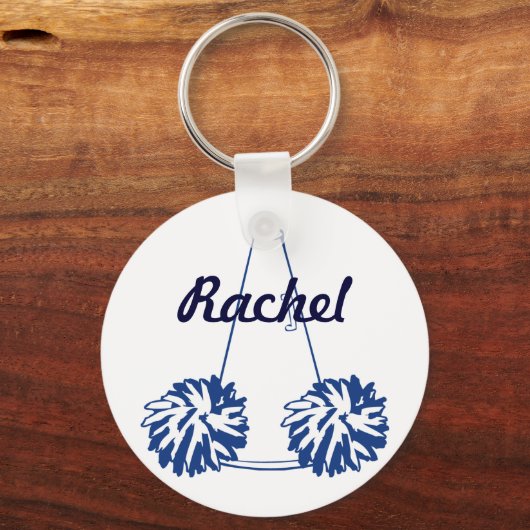 カスタムネイビーブルーチアリーティングキーチェーン キーホルダー (正面)