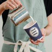 カスタムネイビーブルービジネスロゴエクスプレッソバリスタ 紙コップ