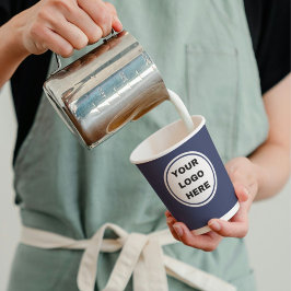 カスタムネイビーブルービジネスロゴエクスプレッソバリスタ 紙コップ