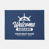 カスタムネイビーブルーボート名ウェルカムクオンボード ドアマット (正面)