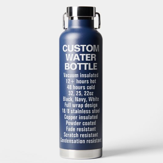 カスタムネイビーブルー絶縁鋼と銅ボトル ウォーターボトル (正面)