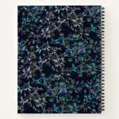 カスタムネイビーブルー&ティール（緑がかった色）フスタイリッシュララルパターン ノートブック (裏面)