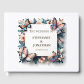 カスタムネイビー素朴ブ結婚ルズゲストブック ゲストブック (正面)