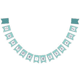 カスタムネイビー&ティール（緑がかった色）バストライプのン名門私立校風のティング バンティングフラッグ