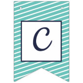 カスタムネイビー&ティール（緑がかった色）バストライプのン名門私立校風のティング バンティングフラッグ (第2の旗)