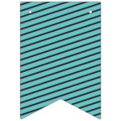 カスタムネイビー&ティール（緑がかった色）バストライプのン名門私立校風のティング バンティングフラッグ (第1の旗)