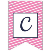 カスタムネイビー&ブライトピンクストライプのバ名門私立校風のンティン バンティングフラッグ (第2の旗)