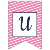 カスタムネイビー&ブライトピンクストライプのバ名門私立校風のンティン バンティングフラッグ (第3の旗)